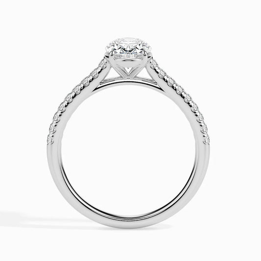 1.18 Carat Oval-Cut Diamond Pave Engagement Ring