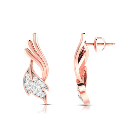 Elegant Feather-Shaped Diamond Earrings