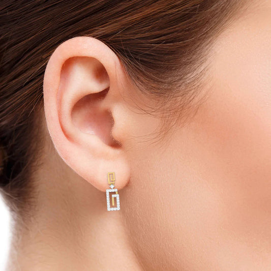 G Shape Diamond Cluster Stud Earrings