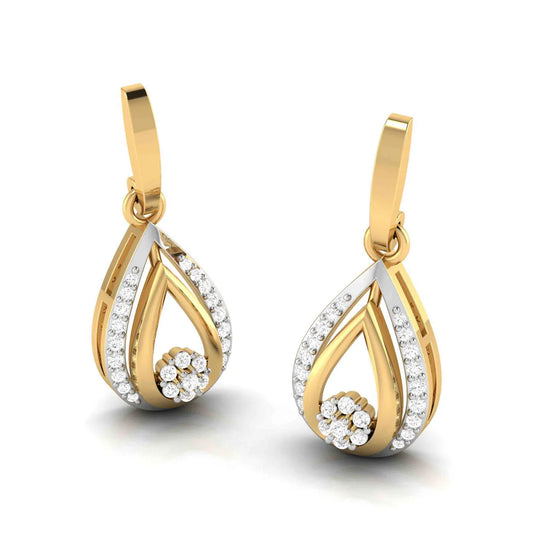 Fine Double Circle Diamond Drop Huggie Earrings