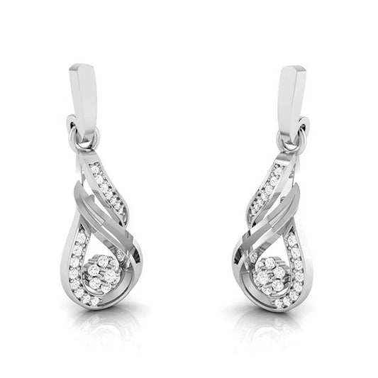 Elegant Swirl-Shaped Diamond Drop Earrings