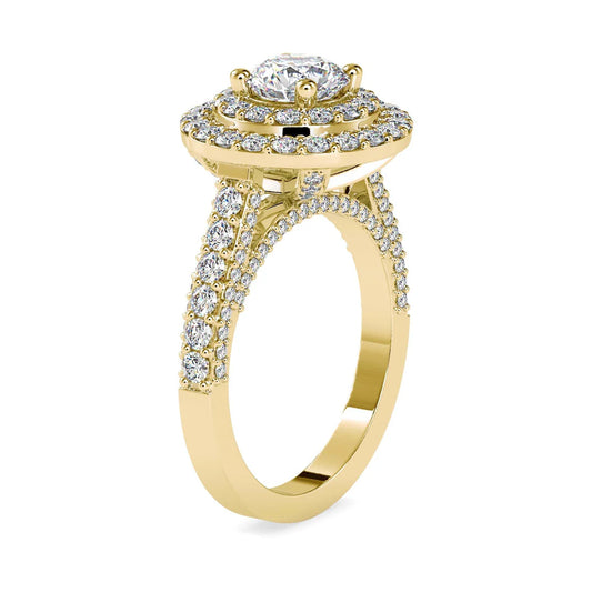 1.99 Carat Round-Cut Double Halo Cluster Diamond Ring