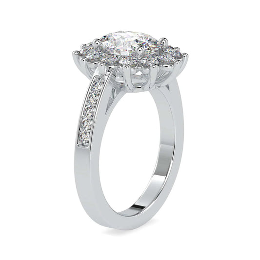 2.41 Carat Oval-Cut Floral Halo Diamond Ring