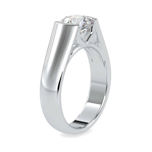 1.19 Carat Round-Cut Half-Bezel Solitaire Diamond Ring