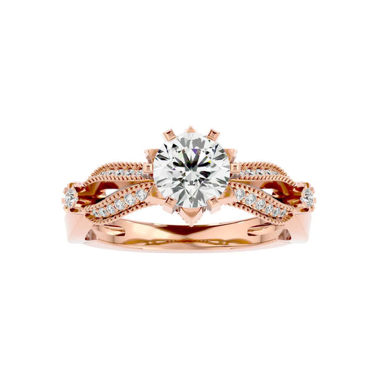 0.86 Carat Round Cut Vintage-Inspired Twisted Diamond Engagement Ring