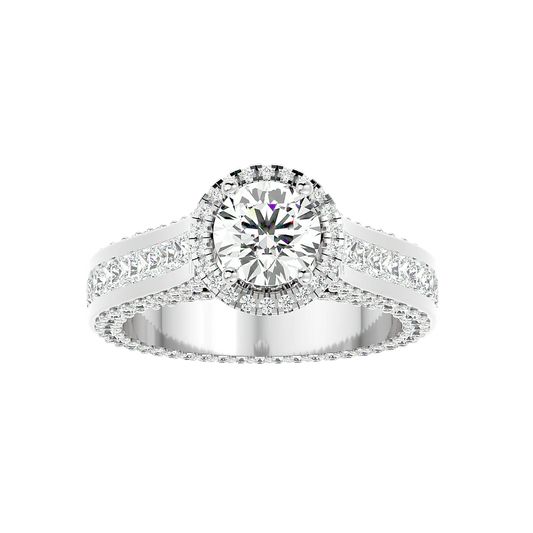 2.28 Carat Princess-Shaped Cathedral Pavé Engagement Ring