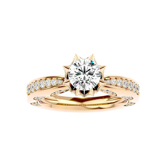 1.01 Carat Starburst Halo Diamond Ring with Pavé Split Shank