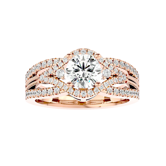 0.77 Carat Round-Shaped Halo Twist Engagement Ring