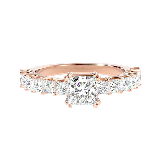 1.64 Carat Princess-Shaped Diamond Engagement Ring